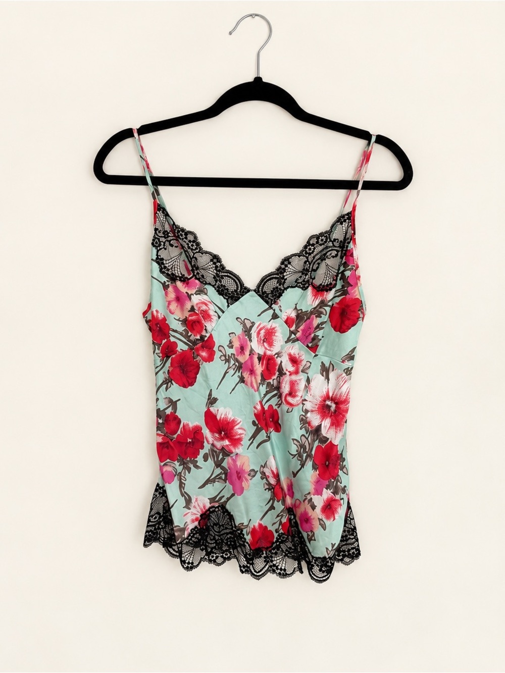 Floral Lace-Trim Camisole 100% Silk